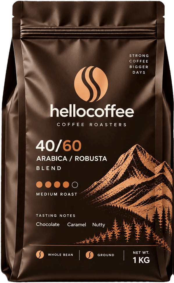 بستهی ۱ کیلویی قهوه میکس ۴۰/۶۰ hellocoffee