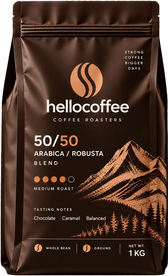 بستهی ۱ کیلویی قهوه میکس ۵۰/۵۰ hellocoffee