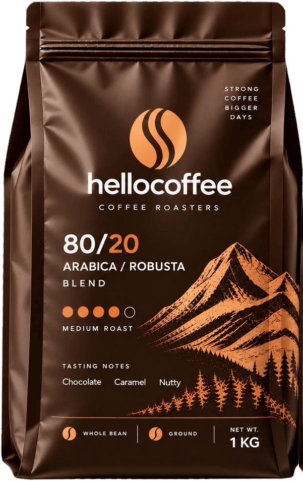 بستهی ۱ کیلویی قهوه میکس ۸۰/۲۰ hellocoffee