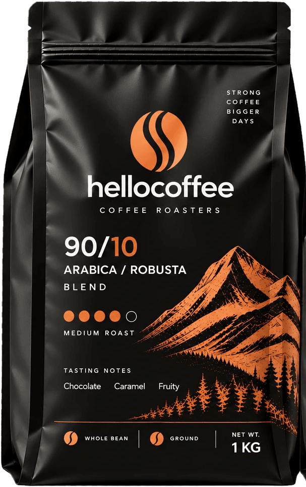 بستهی ۱ کیلویی قهوه میکس ۹۰/۱۰ hellocoffee