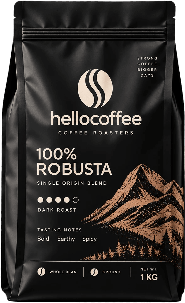 بستهی ۱ کیلویی قهوه ۱۰۰٪ روبوستا hellocoffee
